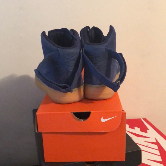 NIKE Navy Blue Suede Hi-Top Air Force Ones - Picture 2 of 3